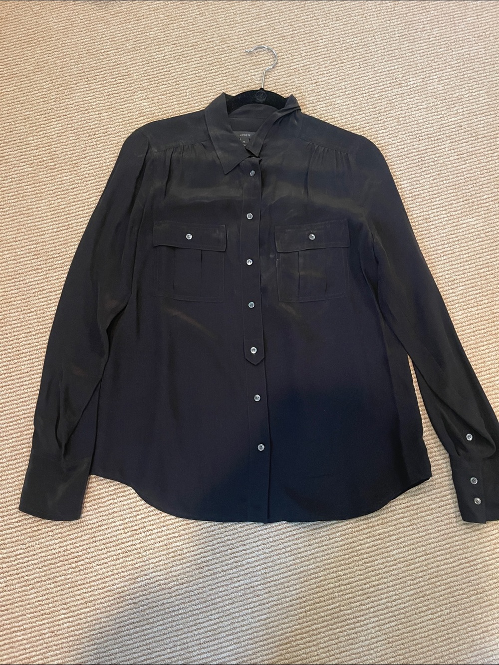 J. Crew Black Button-Front Long-Sleeve Blouse